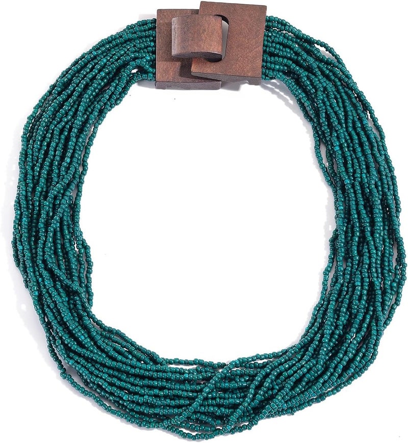 Coiris Beaded Strand Necklace for Women Boho Chunky Beaded Strand Necklace Bohemian Summer Beach Necklace Jewelry for Women(N0059-Black) - Image 1